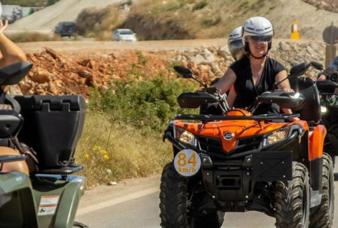 ATV quad riding through rural Cretan countryside